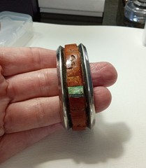 Vintage Sterling Silver Red Coral Turquoise Cuff Signed by D. Nightengale 1970s