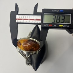 VTG Sterling Silver Baltic Amber Hinged Bangle Bracelet
