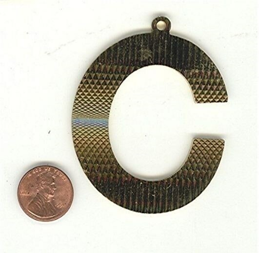1 VINTAGE BRASS LETTER “C” DECO CUT 2.5″ PENDANT Z617