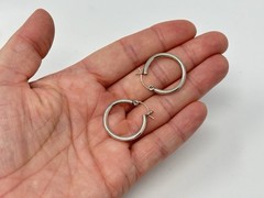 Vintage 925 Sterling Silver 2.5mm Hollow Tube Hoop Earrings 1″