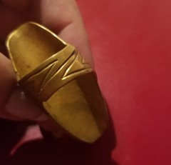 Antique Mexico Engraved Huge Natural Coral Adjustable Ring INCREDIBLE