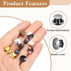 60Pcs Metal Locking Pin Backs, Pin Keepers Locking Clasp, Metallic Black