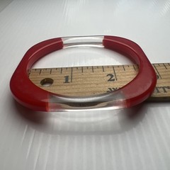 Vintage 70s 80s Round Square Lucite Resin Acrylic Bangle Bracelet Clear Red Mcm