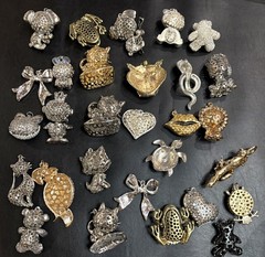 Rhinestone Lot Some Articulated Moveable Cat Tiger Owl Bird Koala Bear Pendants