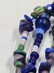 Vintage Mixed Trade Bead Bracelet Cobalt Glass Amethyst Millefiori Heishi Multi