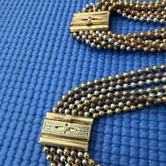 Vintage 1930s Art Deco multi-strand ball chain necklace and bracelet set.