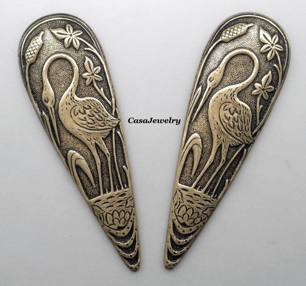 #5028 ANTIQUED GOLD REVERSE TEARDROP CRANE SCENE COMPONENT – 2 pcs