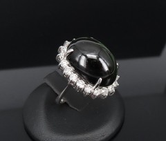 Massive 26.18ct Green Tourmaline 1.83ct Diamond 18K White Gold Ring Size 4.75