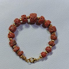 Vintage Natural Sea Coral Brass Bracelet Italy Coral Handmade Gemstone Bracelet