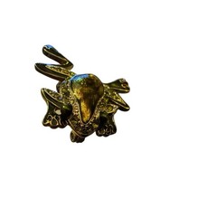 Vtg Lauren Conrad Enamel Leaping Frog Brooch Gold Tone Rhinestone Pin Signed LC