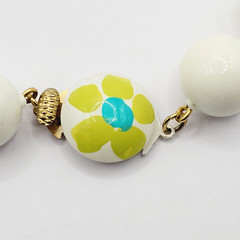 3 Piece Vintage Floral & Geometric Bead Necklace Clip On Earrings Brooch Set