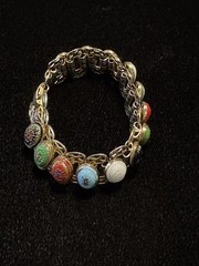 Vintage Faux Mini Mosiac Bracelet And Clip Earrings Set