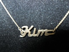 Gold necklace KIM (metal) Pendant 16″ Chain Necklace – KIM is 24mm wide