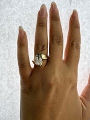 Rare Cross Cut Diamond Ring 1.00ct 14k Yellow Gold J SI2 6x5mm Size 7