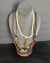 12 Item Lot Wood Bead Animal Print Boho Tribal Ethnic Jewelry Mixed Material