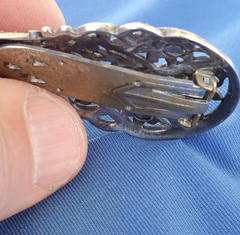 Vintage ORIGINAL Deco STERLING SILVER Diamond Cut Marcasite Brooch Clip BROACH