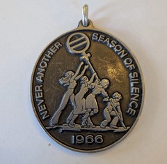 History NATIONAL ORGANIZATION WOMEN NEVER ANOTHER SEASON OF SILENCE 1966 PENDANT