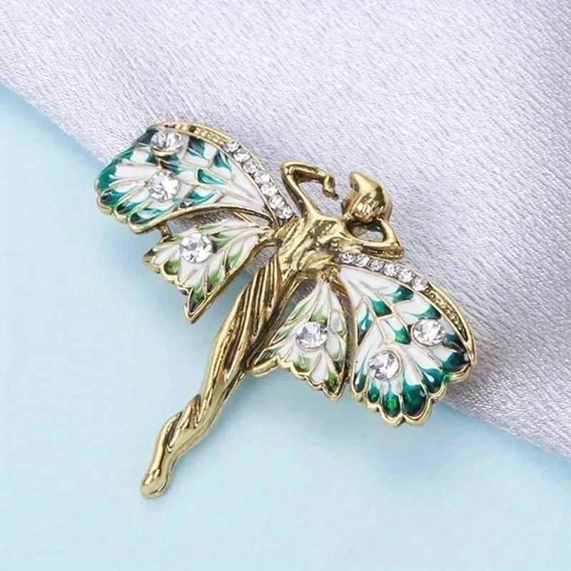 Vintage Art Nouveau Style Fairy Nymph Pendant Brooch Shawl Pin Jewelry Gift