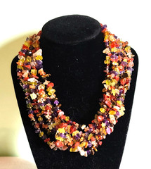 Vintage RJ Graziano Gemstone Semi Precious Multi Stand Multicolor Necklace