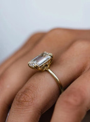 10K Yellow Gold FN With 4.00CT Emerald Cut White Moissanite Women’s Party Ring