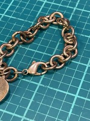 Vintage Viking 925 Sterling Rolo Chain Bracelet w/ Heart Charm