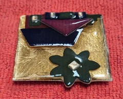 Vintage House Pins by Lucinda Green & Black Home Flower in The Sky Pin / Brooch
