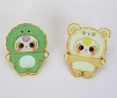 BB3 Badge of Metal Stick Pin Enamel Turtle Dinosaur Bear Baby Three Jewelry