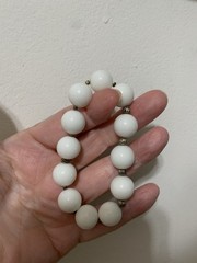 Vintage Milk Glass Stretch Bracelet with A Smooth Glossy Texture ball Design 7”