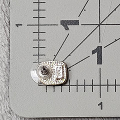 Vintage Kenneth Cole KC Cream Enamel Swirl Squircle Stud Earrings Silver Tone