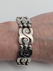 HEAVY Vintage Taxco Mexican Sterling Silver Link Ball Bracelet 74 Grams Sz 7¼