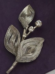 Vintage Sterling Silver Wire Wrapped Floral Flower Brooch Pin 2.5 In. Brooch
