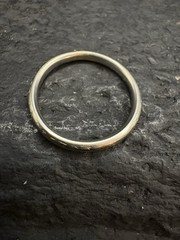 18K White Gold SZ 7 Vintage Wedding Band Midcentury Signed Estate 3g Engraved