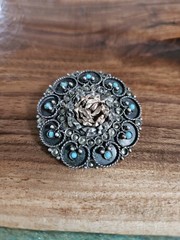 Vintage Brooch Marcasite 800 Silver Made In Greece