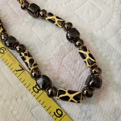 Black Yellow Safari Pattern Bead Necklace Tribal Style Mixed Beads