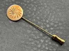 Vintage 14K Yugoslavia Gold Flower Starburst Etched Stick Pin