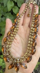 Vintage Two tone Brown Rhinestone Necklace Jewelry