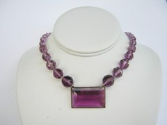 1920’s ART DECO Enchanting PURPLE GLASS & BOLD Crystals NECKLACE