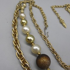 Vintage Layered Necklace Chains Beaded Simulated Pearl 20 Inch