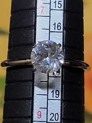 VTG Estate Uncas Mfg Co. Silver Tone Solitaire Cocktail Engagement Ring size 8