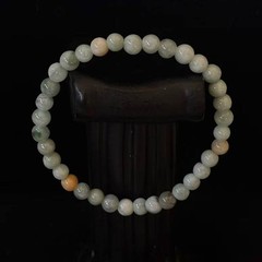 Natural Green Jade Jadeite Round Beads Bracelet Elastic, Width 5mm, 7 inch