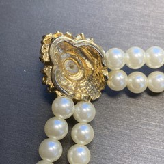 Vintage Pearl Necklace Crystal Halo Pendant Estate Jewelry Pre-Owned Glamourous