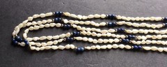 Vintage 3 Strand Natural Rice Pearls And Lapis Lazuli Beads 28in