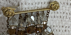 Unique Chandelier Dangle w Clear Rhinestones and Brown & Clear Crystals Brooch