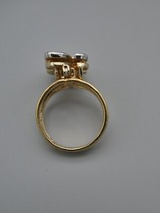 Letter L Convertible 3-in-1 Ring Pendant Brooch 18k GP Rhinestone Sz 6.25 15mm