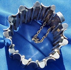 RARE Original ANTONIO PINEDA Taxco Mexico STERLING SILVER Onyx Vintage Bracelet