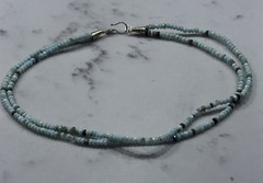 Vintage Blue Green Faceted Natural Stone beaded Necklace with Gold Tone Clasp