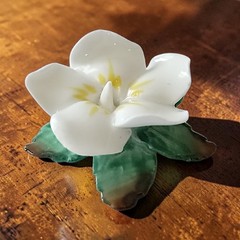 Artone Bone China Gardenia Brooch Pin Flower Floral White England Vintage Dainty