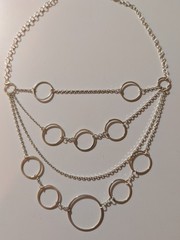 Vintage Sterling Silver Multi-layered Tiered Integrated Circles Necklace