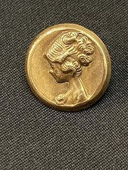 Antique Gold Tone Repoussé Victorian Lady Lapel Pin Intricate Art Deco 1920s