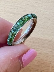 VINTAGE DESIGNER ROUGH GREEN TOURMALINE ETERNITY SPINNER BAND RING 925 STERLING